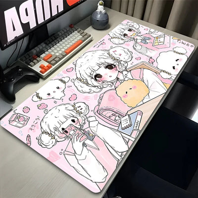 Mouse Pad Laptop Gaming Extended Desk Mat PC Kawaii Gamer Cabinet Mousepad XXL Angel Anime Sexy Girls Keyboard Rug Pink Carpet