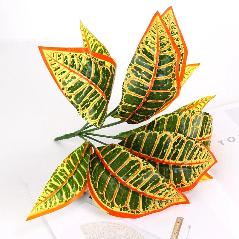 Artificial Plants Leaves Silk Tortoiseshell Leaf Dieffenbough Fake Small Fairy Taro Simulation Green Plant Living Room Decor