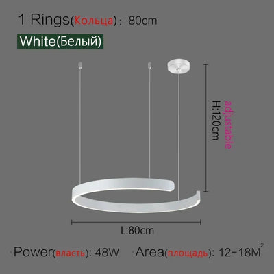 Mininalist Circle Rings Ceiling Chandeliers Hanging Pendant Lighting for Living Room Staircase Hotel Decor Art Suspension Lustre