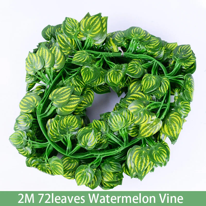 12PCS 2M Artificial Ivy Vine Plants Leaf Garland Decor Wall Hanging Silk Leaves Vines Creeper for Home Garden Wedding Decoration