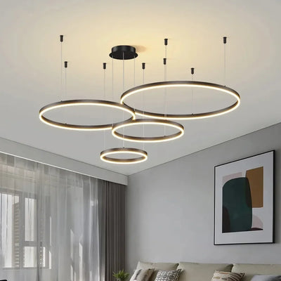 Modern  Gold Black Frame Rings Ceiling Chandelier for Living Room Dining Room Led Chandelier Hanging Lamp  Room Decor