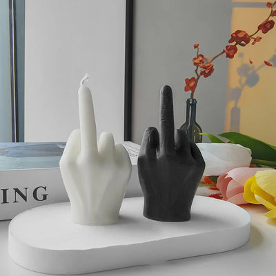 1pc White/Black Creative Candles Middle Finger Shaped Gesture Scented Candles Niche Funny Quirky Gifts Home Decoration Ornaments