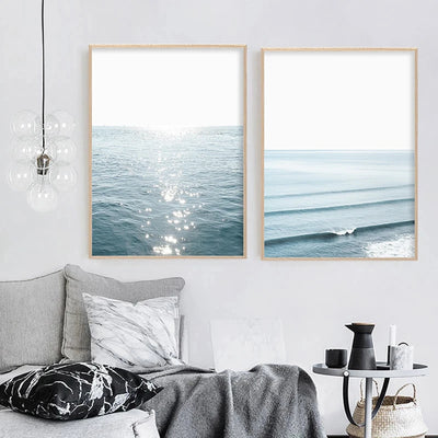 Ocean Waves Sea Skyline Photography Poster Blue Beach Coastal Seascapes Canvas Painting Wall Art for Living Room Home Decor