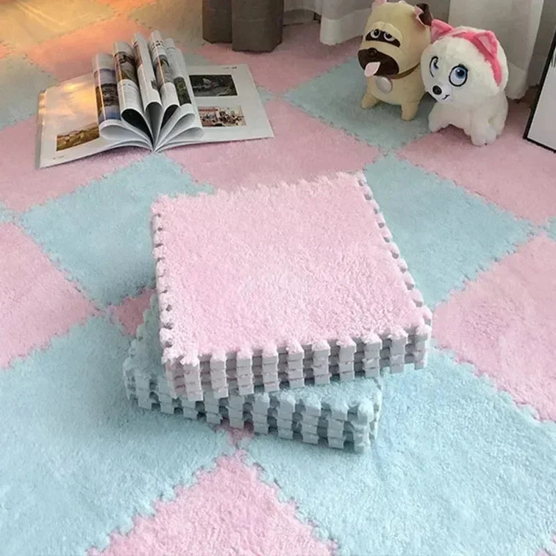 30x30cm Plush Puzzle Foam Floor Mat Creative Fashion Carpet Square Interlocking Carpet Fluffy Area Rugs