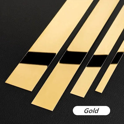 1 Roll 5M Mirror Stainless Steel Plane Decorative Line Gold Wall Sticker home TV Background Self-adhesive Ceiling Edging Strip