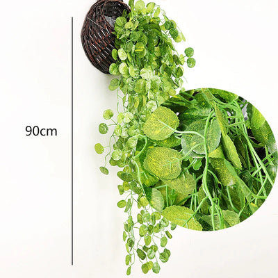 2PCS 80cm Artificial Hanging Plants Fake Hanging Plant Faux Eucalyptus Leaf Greenery Vine Outdoor UV Resistant Plastic Plants