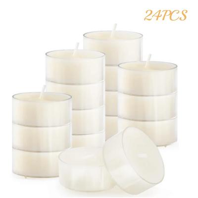 12-48Pcs Natural Beeswax Tea Candles Smokeless Eco-Friendly Candles Xmas Tealight Votive Candle For Home Atmosphere Spa Decor