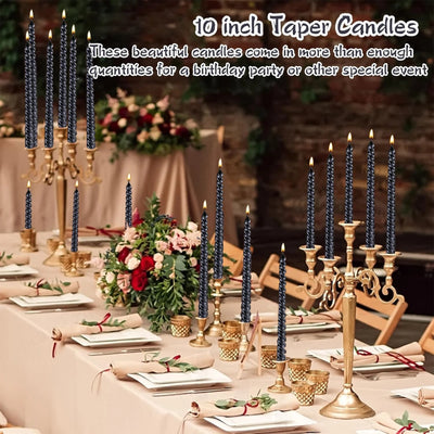 8/16/32Pcs Metallic Taper Candles 10inch Spiral Candle Dripless Long Candle Sticks Unscented Dinner Candles Wedding Candles