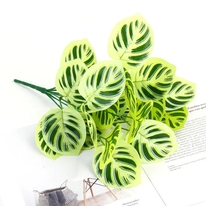 Artificial Plants Leaves Silk Tortoiseshell Leaf Dieffenbough Fake Small Fairy Taro Simulation Green Plant Living Room Decor