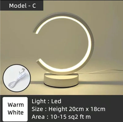 20CM LED Simple Circular Ring Table Lamp Bedroom Bedside Living Room Restaurant Hotel Decorative Lamp Dimmable Round Night Light