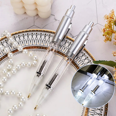 5D DIY Point Drill Pencil with Lighting Luminous White Diamonds Painting Accessories Art Handmade Multifunctional for Kids Adult