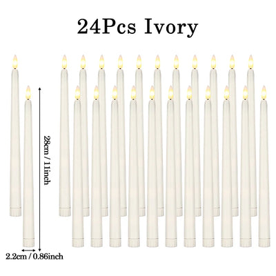 160-12Pcs LED Taper Candle with Flickering Flame Flameless Battery Operated Candles for Wedding Valentine Dinner Decoration