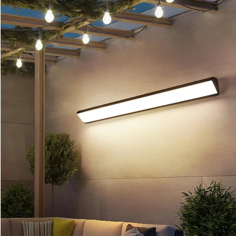 Outdoor long strip wall lamp waterproof IP65, modern and simple LED wall lamp, suitable for courtyard, garden, outdoor lighting.