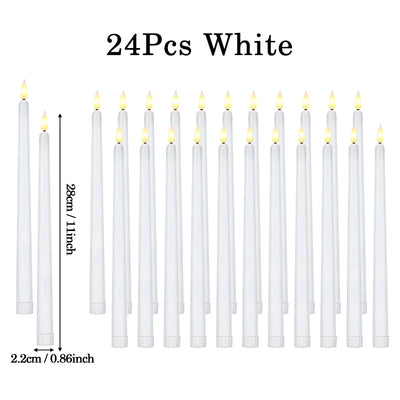 160-12Pcs LED Taper Candle with Flickering Flame Flameless Battery Operated Candles for Wedding Valentine Dinner Decoration