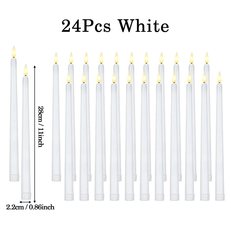 160-12Pcs LED Taper Candle with Flickering Flame Flameless Battery Operated Candles for Wedding Valentine Dinner Decoration