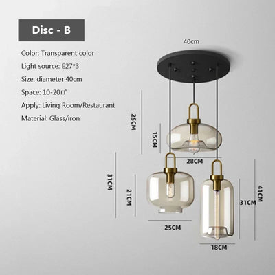 Modern Glass Pendant Light Loft Hanging Lustre Industrial Decor Lights Fixtures Kitchen Restaurant Dining Room E27 Nordic Lamp