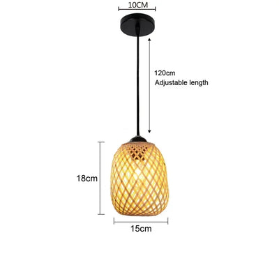 Bamboo Hanging Lamp Pendant Ceiling Light Rattan Wicker Lustre Hand Knit Braiding Suspended Home Dining люстра потолочная