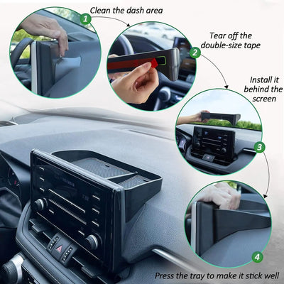 Dash Center Console Tray Compatible with 2019-2023 2024 Toyota Rav4 Accessories Solid Plastic Tissue Sunglasses Holder