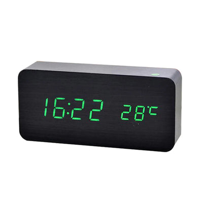 Wooden Digital Alarm Clock, LED Alarm Clock with Temperature Desk Clocks for Office,Bedside Clock