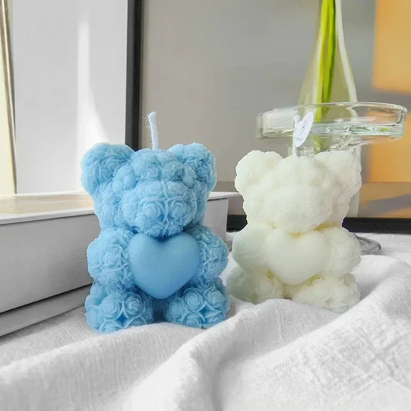 2025 New Arrival Handmade DIY Rose Bear Scented Candle Creative Bedroom Decoration Valentine&