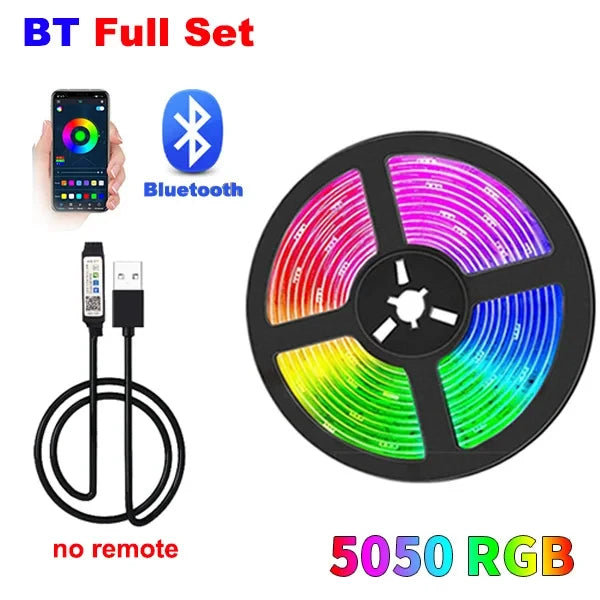 USB 5V Strip Led Lights Tape RGB 5050 Led Wall Room APP Remote Control Flexible LED Tape Diode Lights for Room Home Decoration