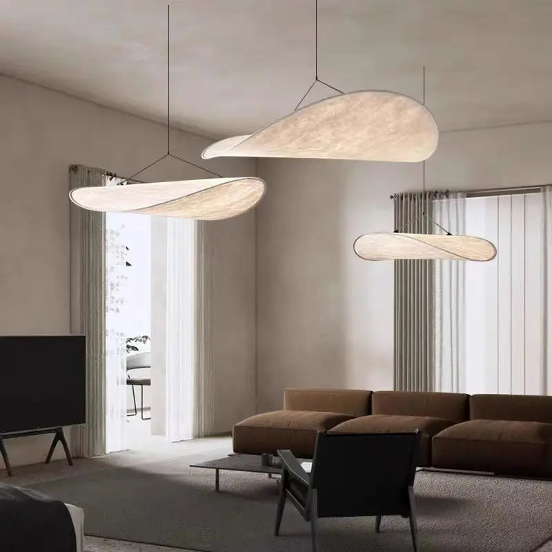 Tense Pendant Light white slik flying saucer Suspension Lamp for dinging room living room decoration wabi sabi Duplex loft Lamp