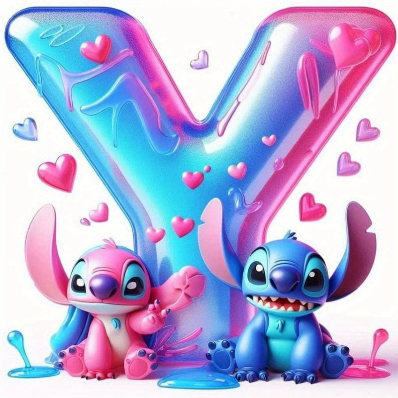 Disney DIY Cartoon Diamond Painting Letter Lilo And Stitch Full Drill Diamond Mosaic Heart Handicraft Embroidery Christmas Gift