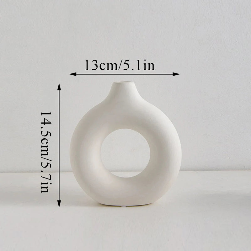 Plastic Circle Vase Donut Shape Living Room Decoration Dry Flower Vase Nordic Style Home Decor Furnishings Vase Room Decor