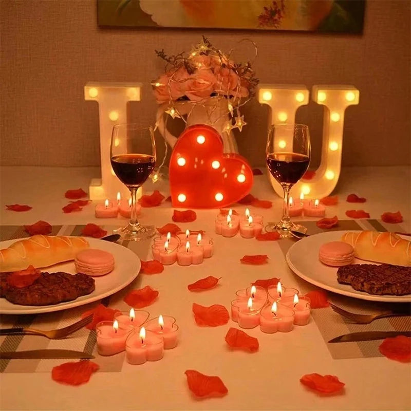 Heart-Shaped Scented Tea Candles Set Wedding Supplies Romantic Decor Creative Love Candle Marriage Proposals Birthday Gift