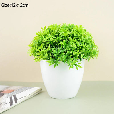 Artificial Plants Potted Green Bonsai Small Tree Grass Plants Pot Ornament Fake Flowers for Home Garden Decoration Wedding Party