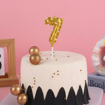 Gold number candles 520 Valentine's Day birthday cake candles Gold balloons One year old number candles decorative decoration