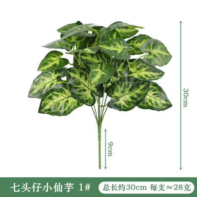 Artificial Plants Leaves Silk Tortoiseshell Leaf Dieffenbough Fake Small Fairy Taro Simulation Green Plant Living Room Decor