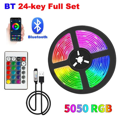 USB 5V Strip Led Lights Tape RGB 5050 Led Wall Room APP Remote Control Flexible LED Tape Diode Lights for Room Home Decoration