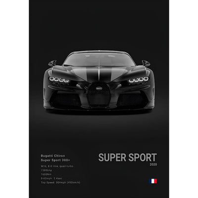 Black Cool Sports Famous Supercar B-Bugatti V-Veyron CHIRON DIVO BOLIDE Poster Home living room Wall Art Garage Room Decor