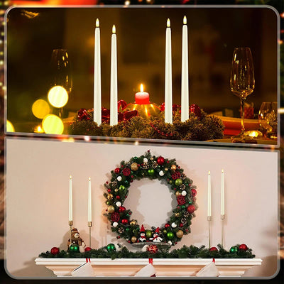 120-12Pcs Flameless Taper Candles Battery Operated LED Candle Flickering Candles Faux Candle Halloween Christmas Wedding Decor