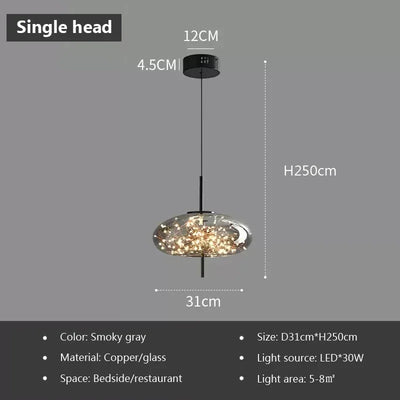 LED Glass Pendant Light Light Luxury Pendant Lamp Deco Nordic Hanging Light Fixtures Bedroom Modern Luminaire Suspension Lamp