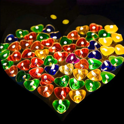 50 Pcs 3.5cm Mini Candle Valentine's Day Proposal Candle Smokeless Heart Shape Flickering Desktop Atmospheres Party Accessories