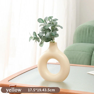 Plastic Circle Vase Donut Shape Living Room Decoration Dry Flower Vase Nordic Style Home Decor Furnishings Vase Room Decor