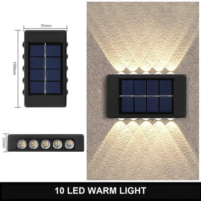 Solar Wall Lamp Outdoor Warm Light Waterproof Up And Down Luminous Lighting Balcony Yard Garden Decoration Lights Exterior Wall