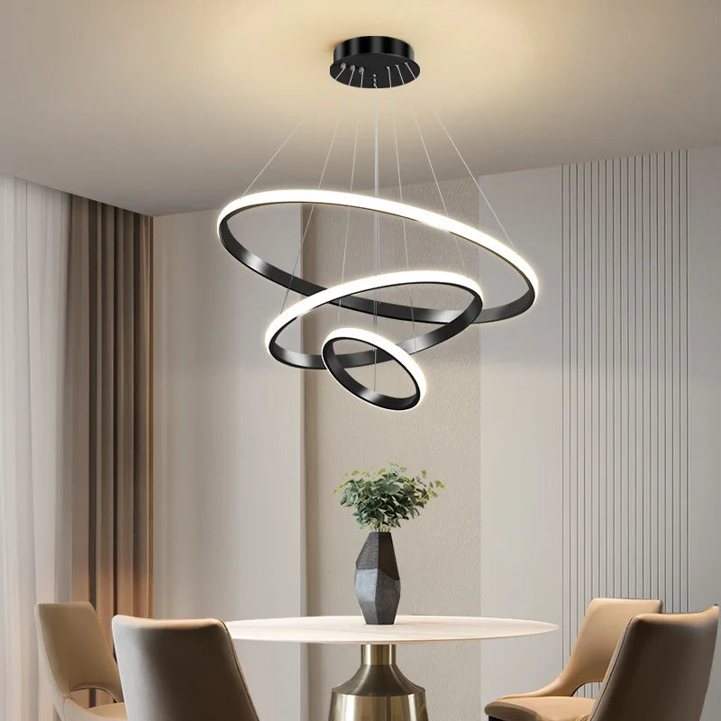 Outer Luminous Circle Living Room Pendant Chandelier Modern 4 Lamp Colors Available Factory Direct Sales LED Lighting Fixture