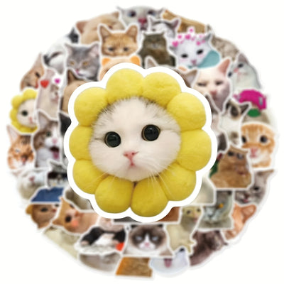 50pcs Cheap Cartoon Cute Funny Cat Series Graffiti Stickers Suitable for Desktop Wall Room Decoration DIY Sticker Pack Wholesale