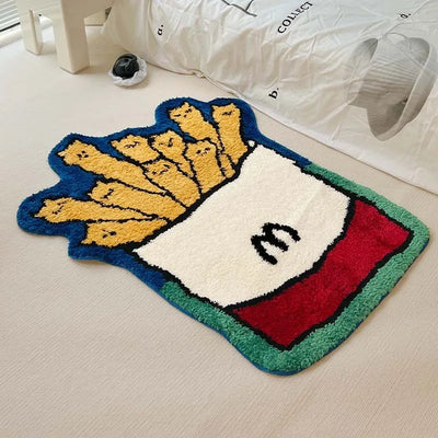 VIKAMA 1PC INS Cute Cartoon Shaped Bread Imitation Cashmere Carpet Living Room Bedroom Decoration Thickened Non-Slip Bed Rug