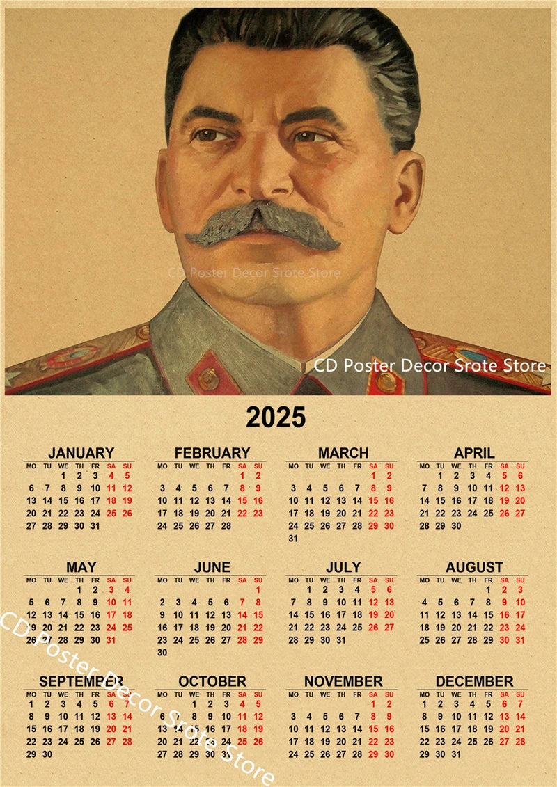 USSR CCCP 2025 Calendar Poster Celebrity Aesthetic Prints Posters Wall Art Retro Painting Home Room Cafe Club Dorm Wall Decor