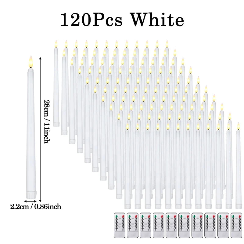 120-12Pcs Flameless Taper Candles Battery Operated LED Candle Flickering Candles Faux Candle Halloween Christmas Wedding Decor