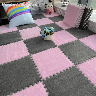 30*30CM Soft Plush Children Kids Rug Play Mat Puzzle Carpet Warm Playmat Interlocking Exercise Tiles Floor Carpet Decoration Mat