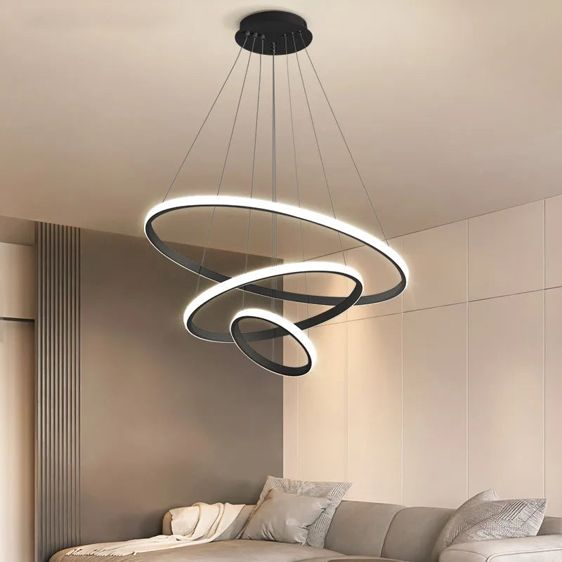 Outer Luminous Circle Living Room Pendant Chandelier Modern 4 Lamp Colors Available Factory Direct Sales LED Lighting Fixture