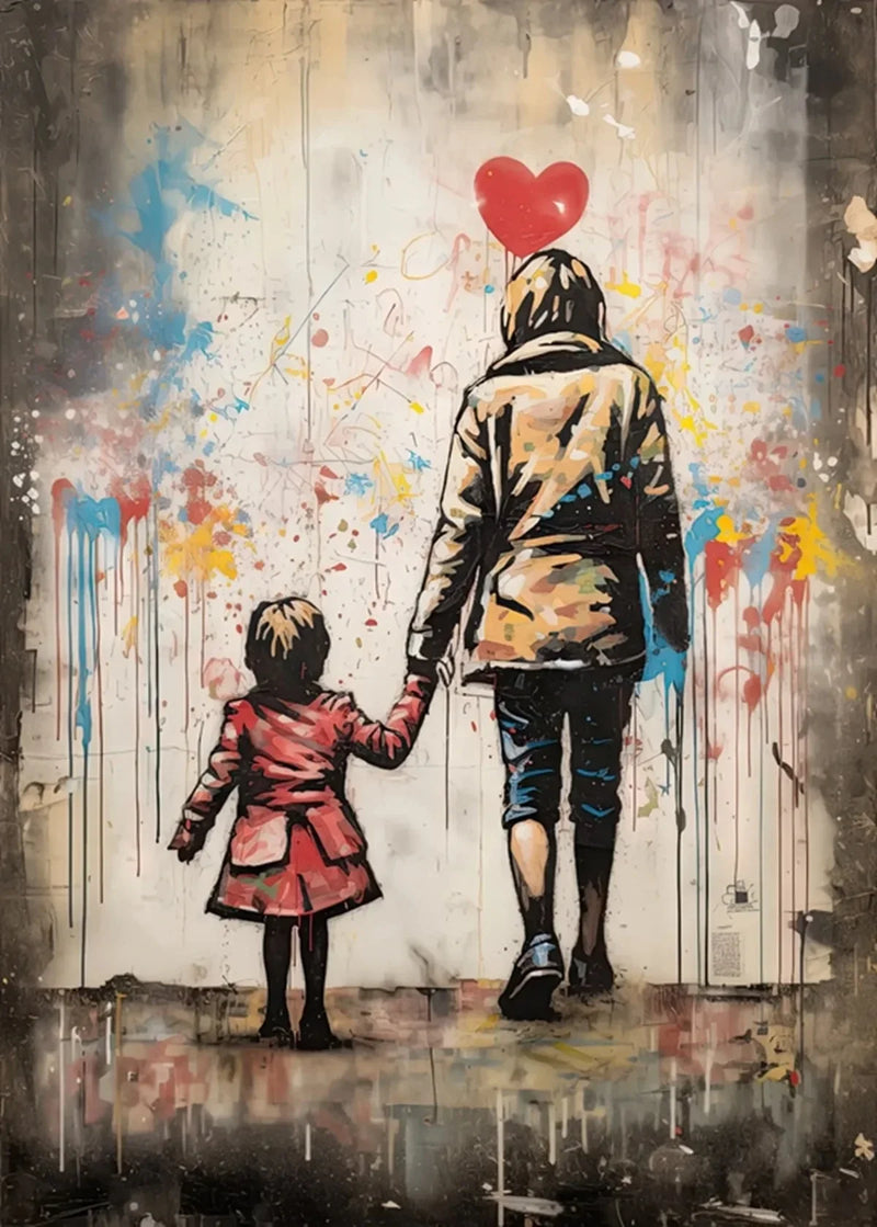 Banksy Graffiti Boy Girl with Balloon on Canvas Posters Prints Pop Street Wall Art Painting for Living Room Home Decor Cuadros