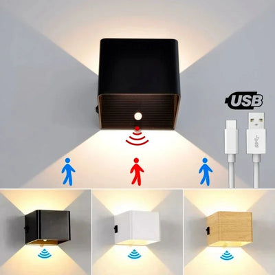 Wireless Induction LED Wall Lamps Motion Sensor USB Charging Sconce Bedroom Stair Cabinet Indoor Wall Lights Fixture With Switch