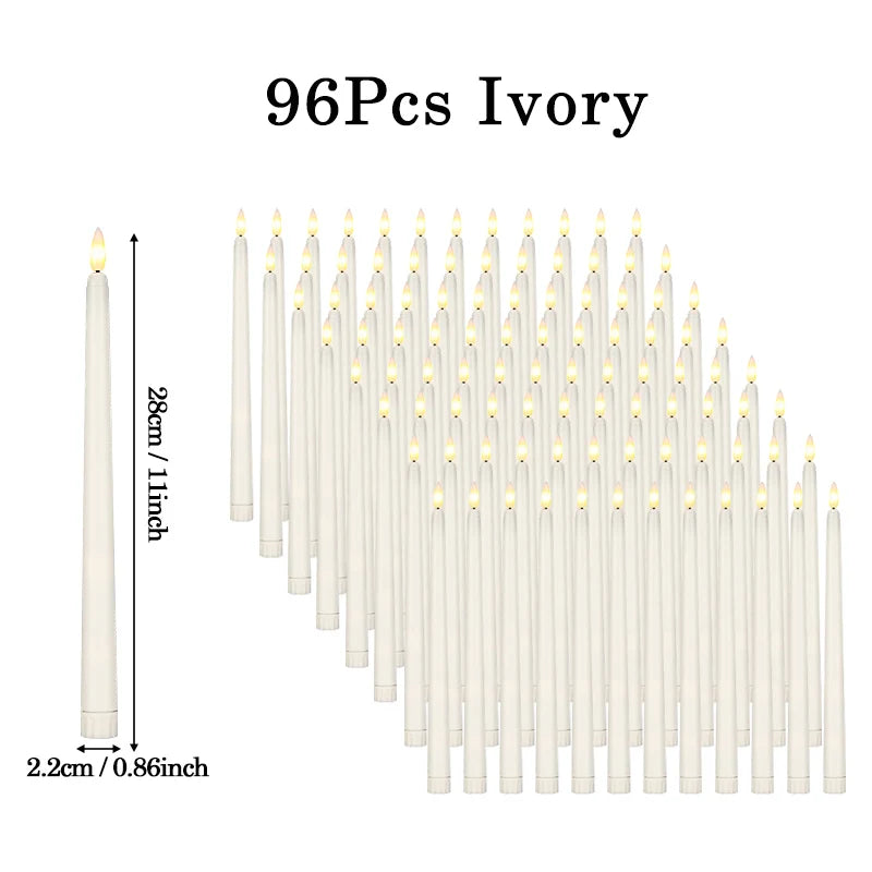 160-12Pcs LED Taper Candle with Flickering Flame Flameless Battery Operated Candles for Wedding Valentine Dinner Decoration