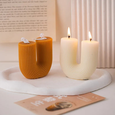 U Shaped Candle Scented Candles Ribbed Aesthetic Home Decorative Candles Smokeless Personalized Candles Guest Gift Lot